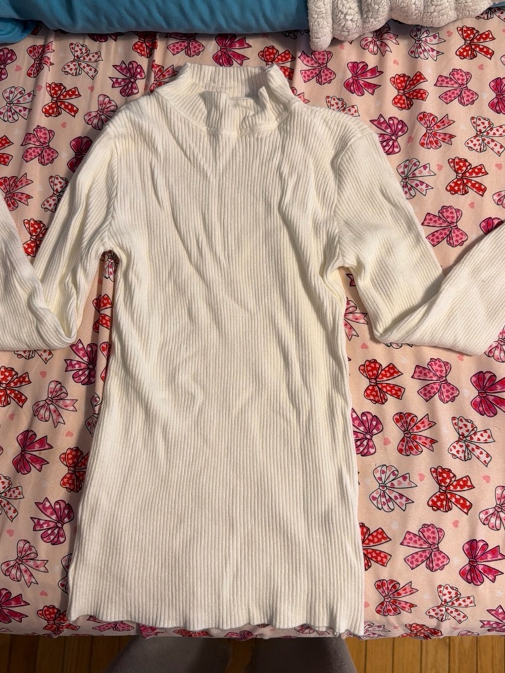SHEIN Cream Ribbed Mock Neck Tunic